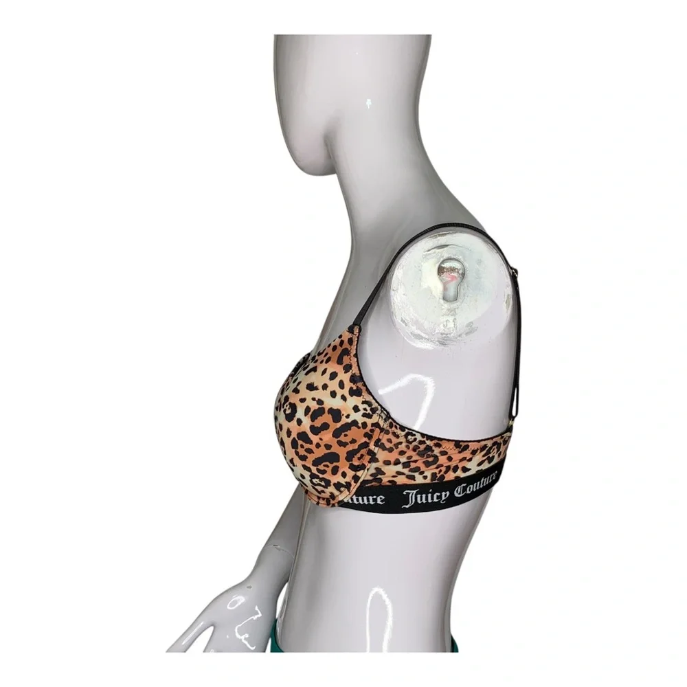 Juicy Couture Cheetah Leopard Print Push UP Bra Branded Elastic Band Size 34B